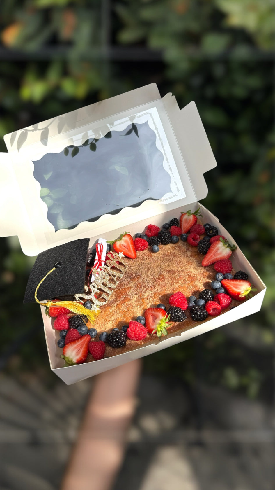 Graduation Churro Cheesecake Full size Fruit Box