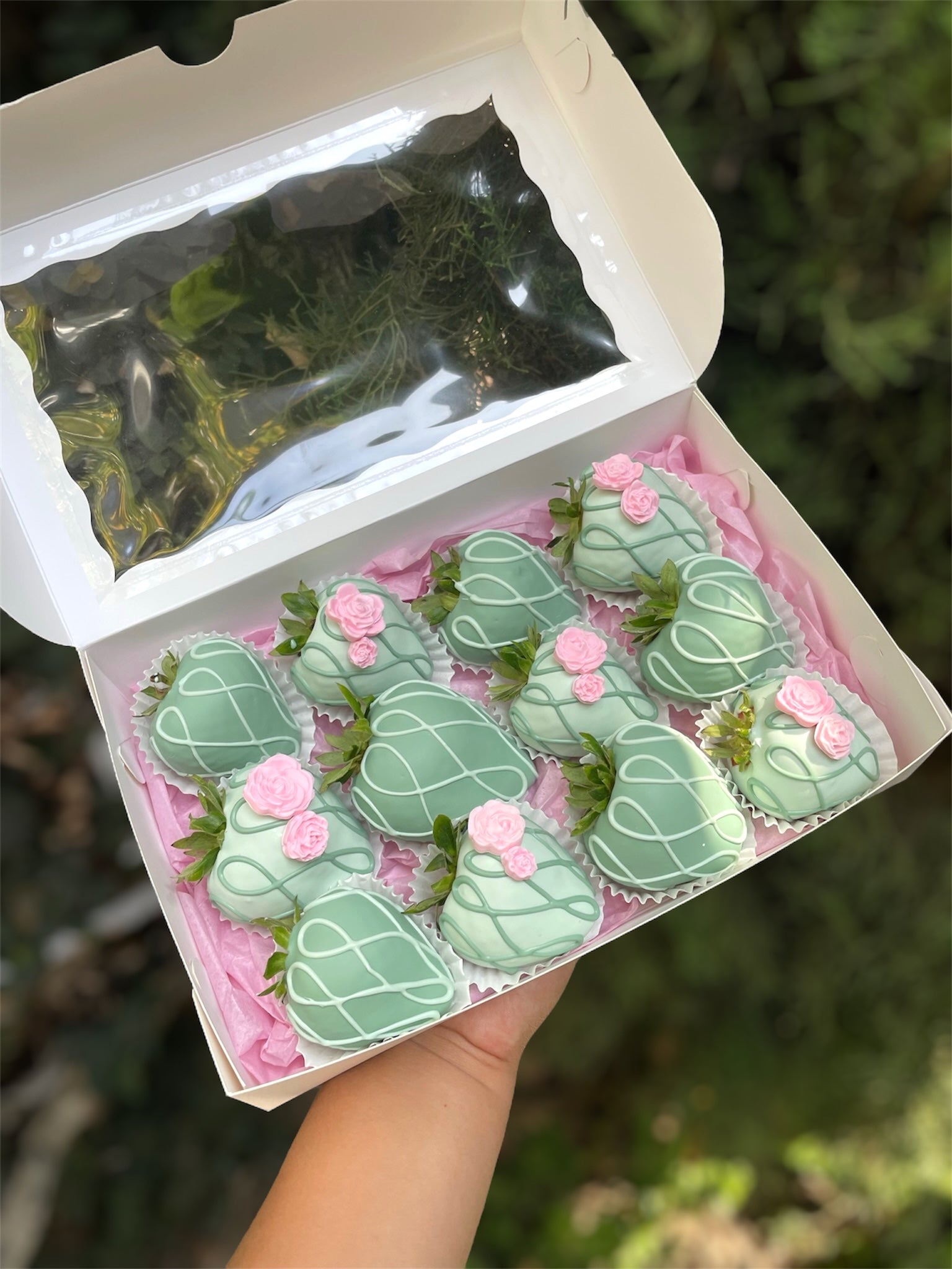 Pastel Green Strawberry Box